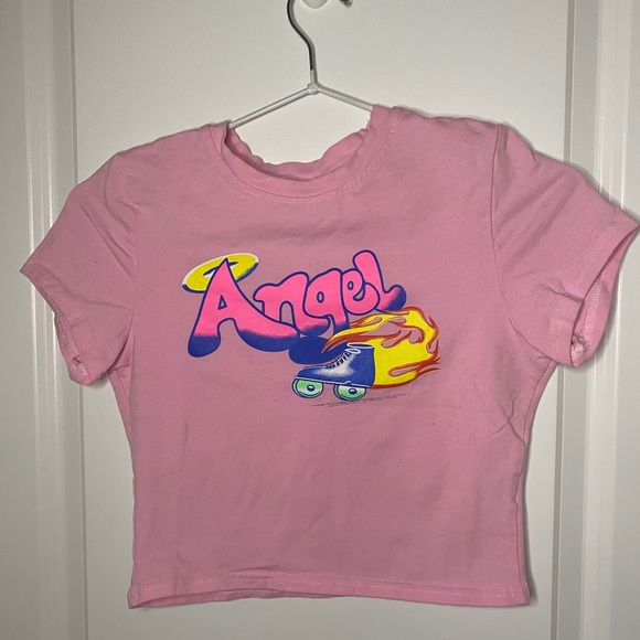 Pink “Angel” Y2K Vintage Crop Top - Picture 1 of 3
